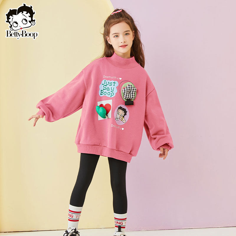 贝蒂女童加绒加厚卫衣秋冬季2026新款时尚大童儿童洋气拜年服上衣