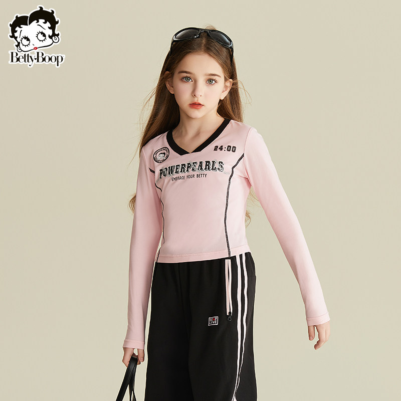 贝蒂童装女童运动修身T恤2026年春款女大童儿童休闲时尚上衣