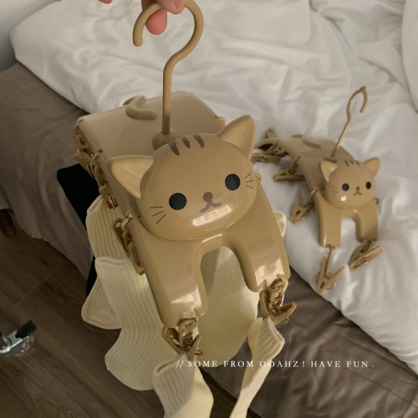 猫咪晾衣架~可爱卡通晾袜子内衣内裤 阳台宿舍用圆形塑料晾衣夹子