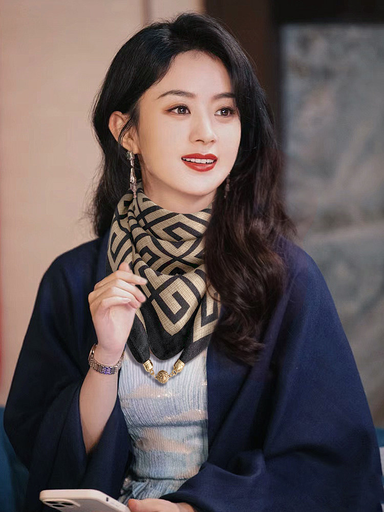 棉麻三角围巾防风颈巾女式磁吸2025新款秋冬丝巾韩式大气