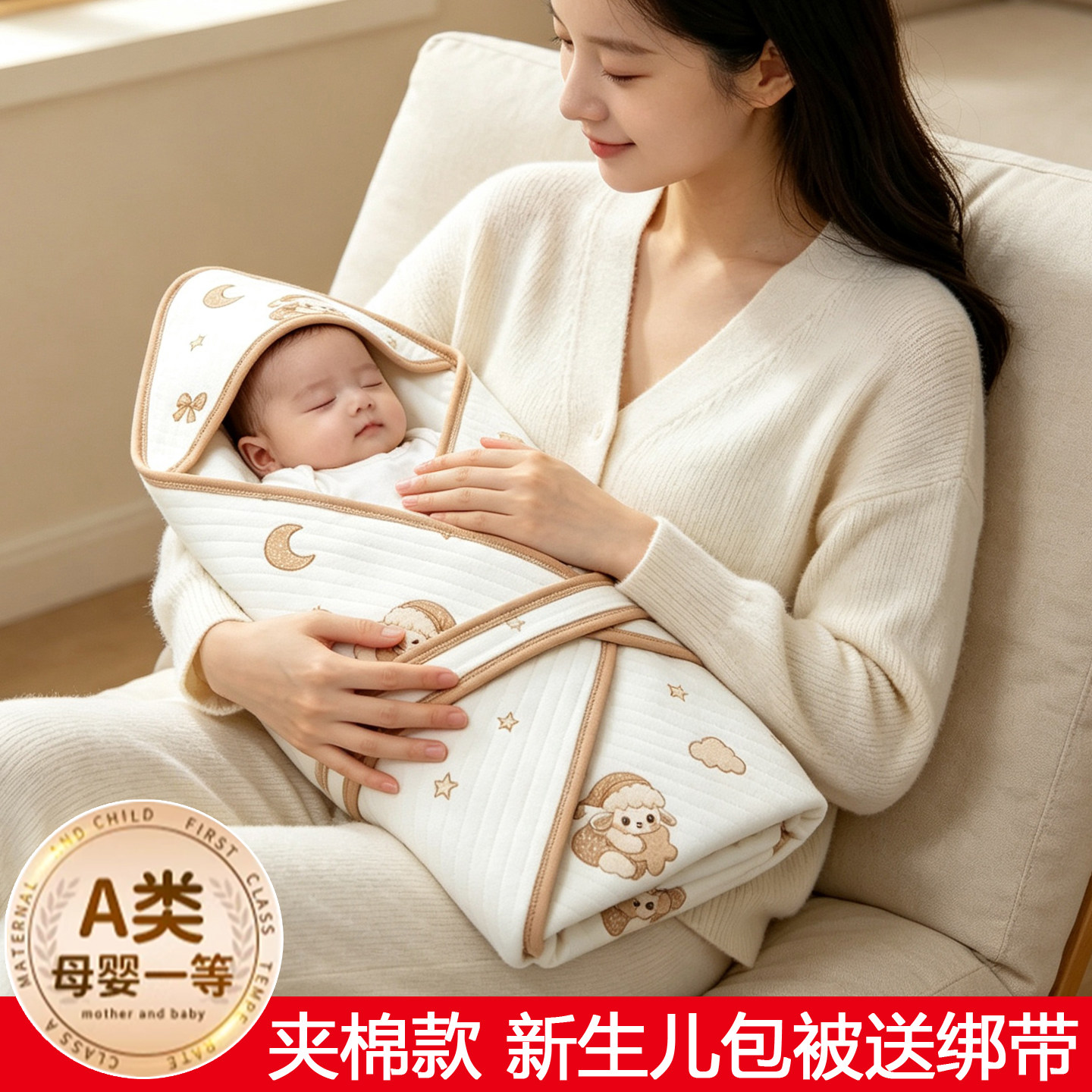 婴儿包被新生儿抱被春秋款加厚纯棉秋冬季厚款外出初生宝宝小被子