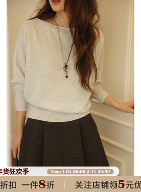 JOCO CHIC咖啡色简约羊毛高腰百褶半身裙女2025秋宽松百搭a字短裙