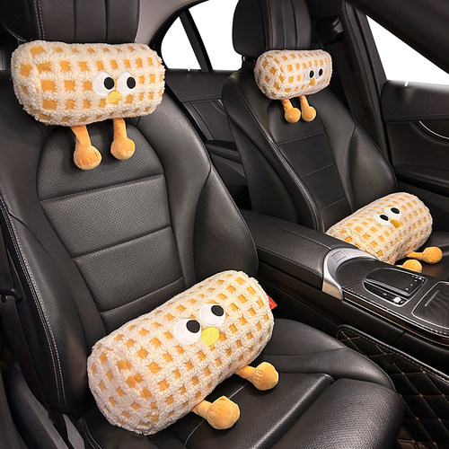 汽车腰靠车载护腰靠枕办公室腰垫靠垫可爱车内座椅创意小怪兽靠背