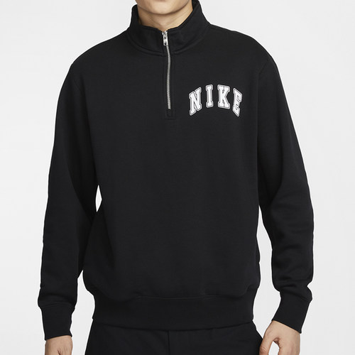 Nike春季男装立领半拉链加绒运动卫衣透气休闲套头衫潮FZ0874-010