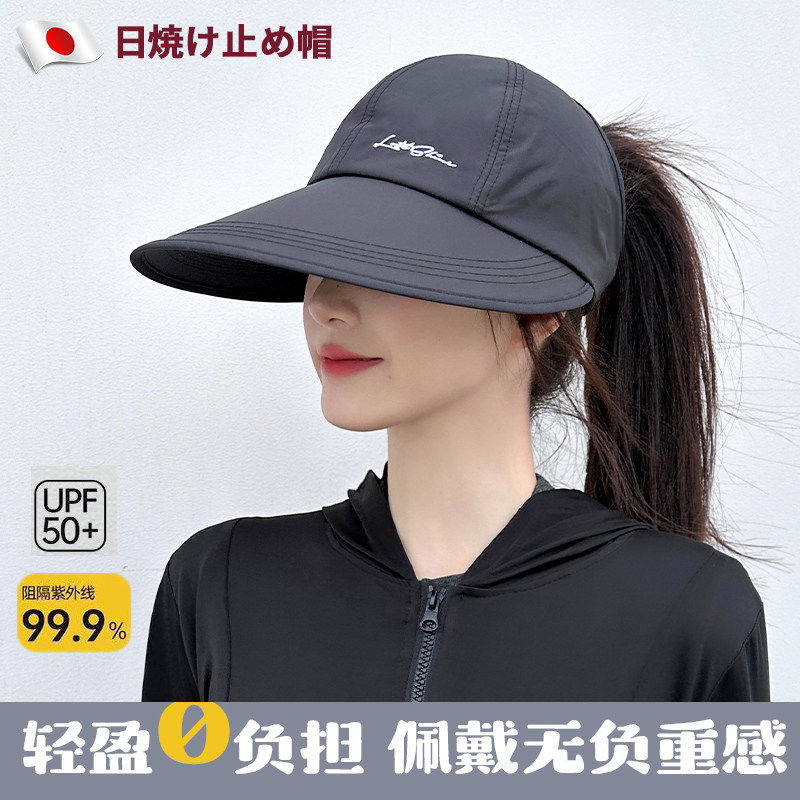 日本防晒帽女士2026新款夏季防紫外线大檐户外遮阳百搭空顶鸭舌帽