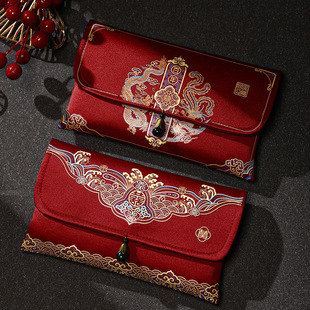 万元改口红包一对结婚专用布艺缎面利是封中式高档喜字订婚大喜包