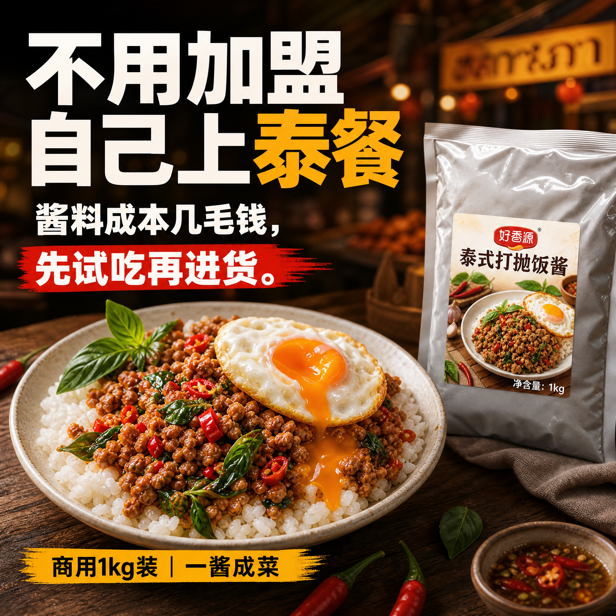泰式打抛饭酱商用泰国菜调料罗勒炒饭酱打抛饭出餐酱外卖快餐开店