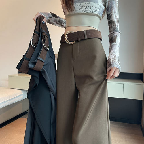 高级感直筒西装裤女2025年秋季新款高腰垂感宽松显瘦阔腿休闲裤子