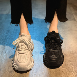 韩版春秋季厚底老爹鞋女2023年新款显脚小增高百搭透气运动休闲鞋