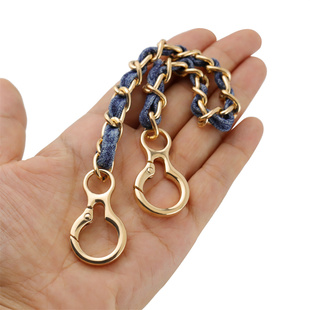 百搭挂饰牛仔蓝金属链条挂绳包带五金配件腰挂钥匙链手拿包手腕带