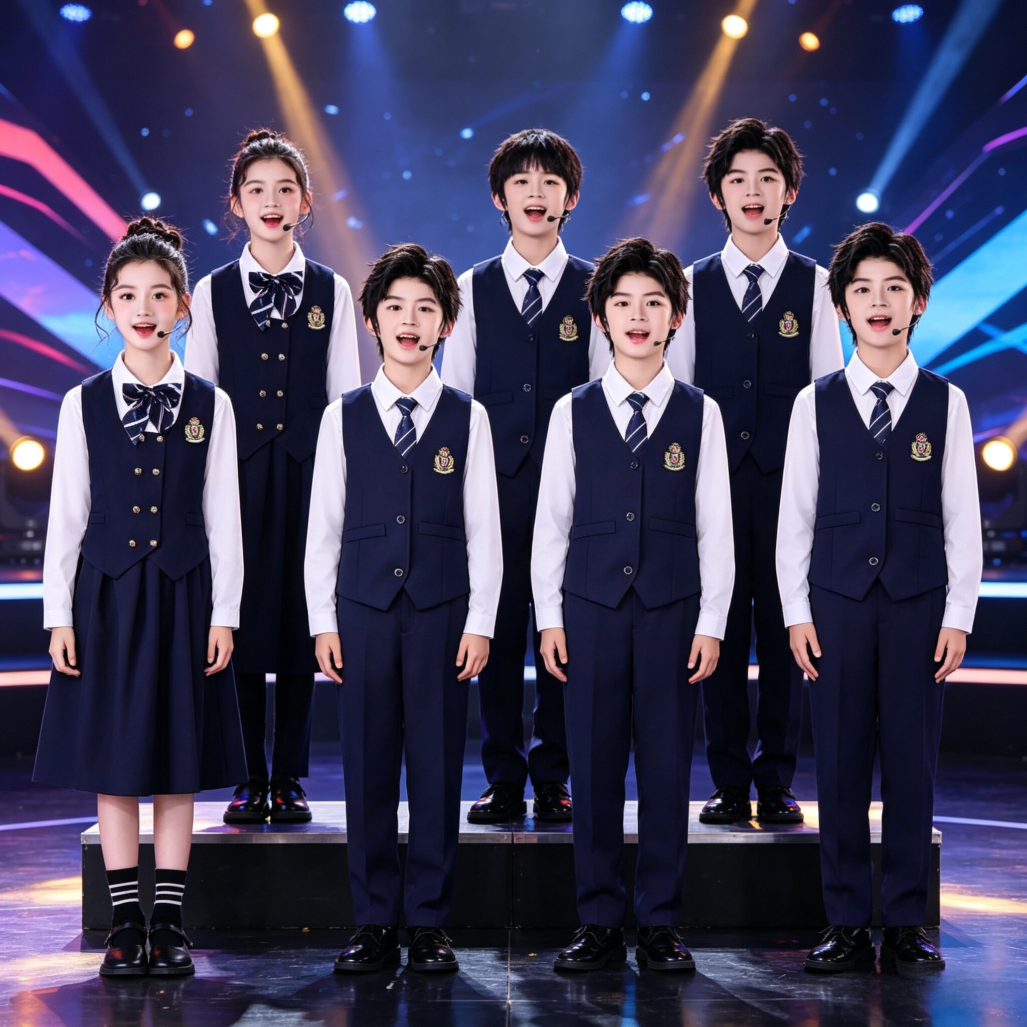 男女中小学生朗诵比赛服装儿童英民族服装/舞台装