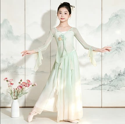 儿童古典舞蹈服中国舞练功服身韵纱衣仙女童民族形体扇子舞演出服