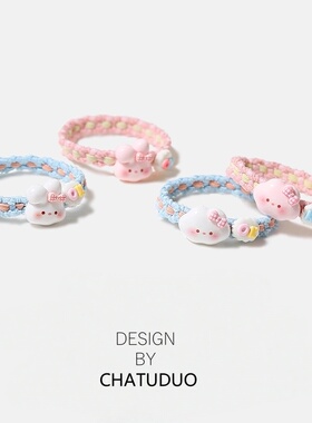 卡通云朵兔子发绳甜美少女扎发丸子头高弹力送男友闺蜜橡皮筋发饰