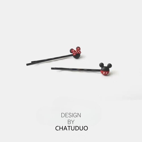 日系米奇米妮一字夹简约可爱发夹