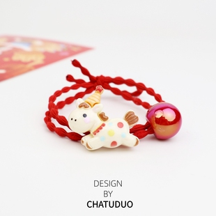 可爱精致2026马年限定新年红喜气橡皮筋头绳女生高弹力扎头大女童