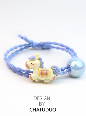 甜美2026新款可爱卡通小马发圈多巴胺小女生闺蜜头绳儿童扎头发饰