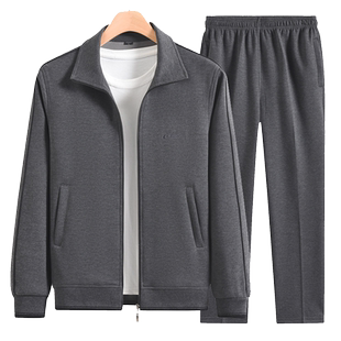 秋季中老年人男士运动套装新款爸爸休闲运动服秋装外套卫衣晨练服