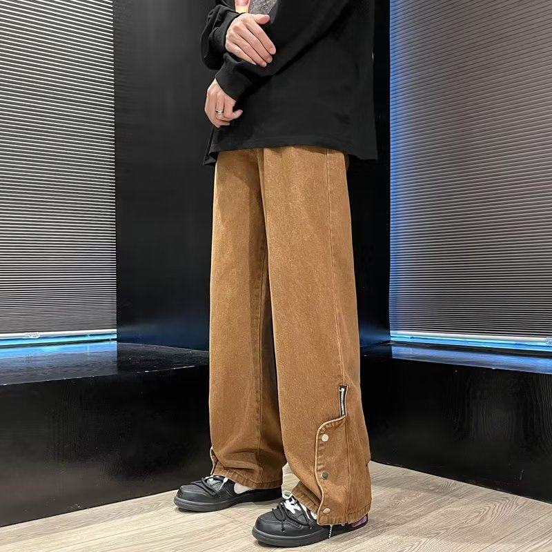 美式复古高街时尚潮流牛仔裤拉链百搭春秋季水洗设计感日系裤子,男装,牛仔裤,淘宝优惠券,粉丝福利购,淘宝优惠卷