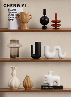 Wabi-Sabi风格土色高端艺术小众软装饰家居书柜，客厅，电视柜装