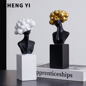 诚艺现代简约黑白艺术人物雕像摆件家居客厅酒柜玄关摆设软装 饰品