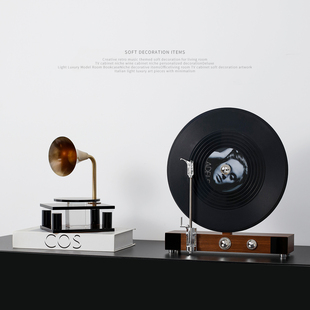 诚艺高级感创意复古音乐主题客厅电视壁龛酒柜小众中古摆件装饰品