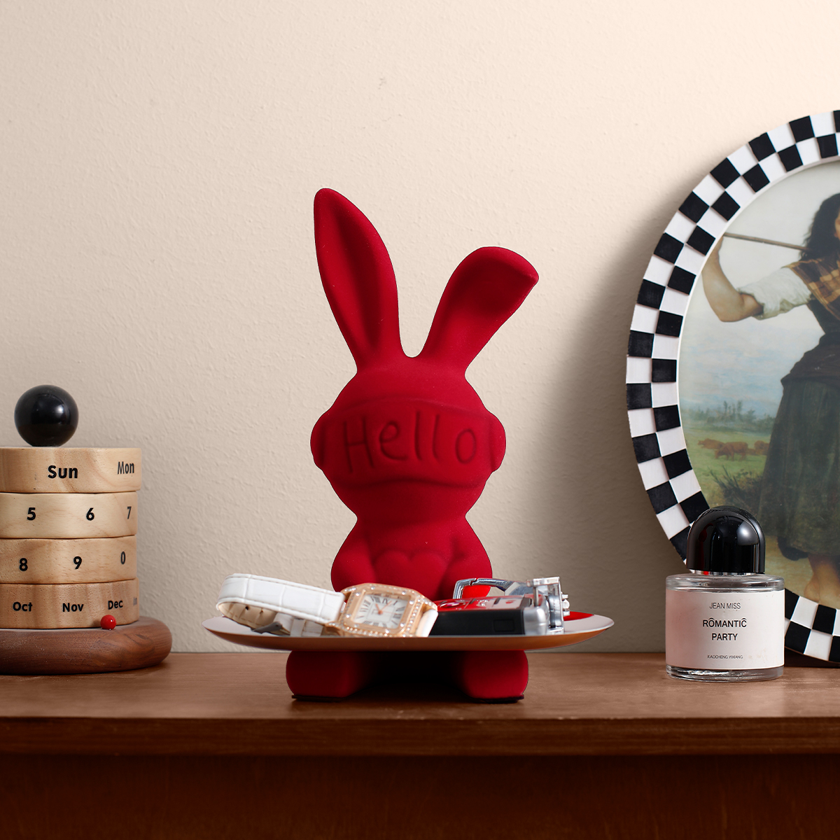 植绒兔钥匙首饰收纳摆件高档