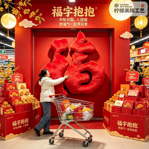 巨型抱抱福毛绒国庆美陈打卡墙