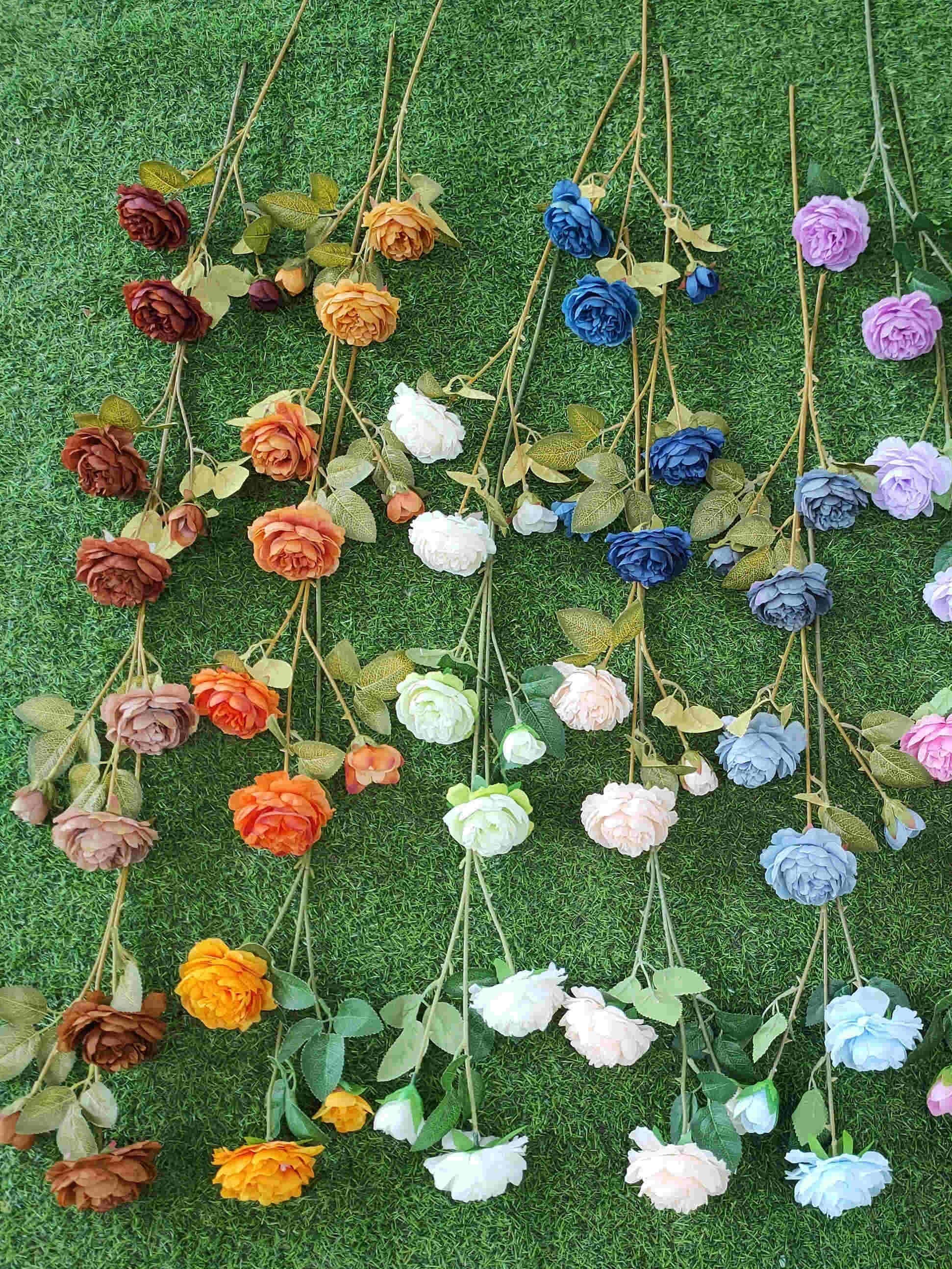 婚礼堂花排插花厂家直销三头洋牡丹仿真花巴西玫假花婚庆花艺花材