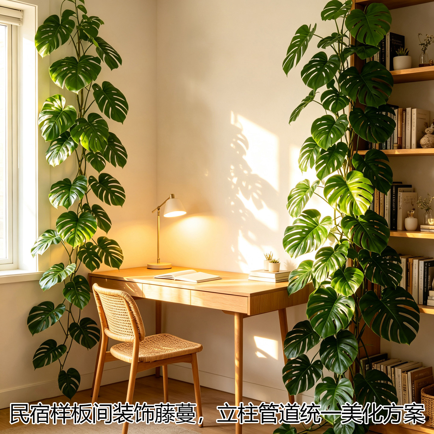 家用管道美化仿真龟背竹藤