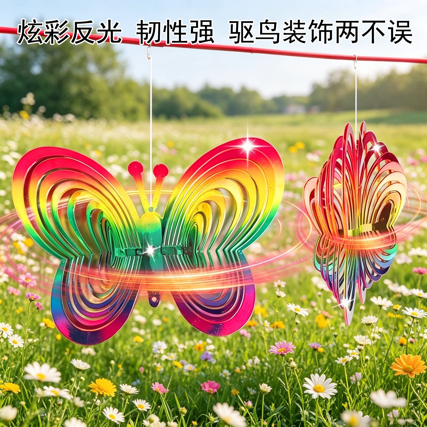 升级风动旋转惊鸟装置持久驱鸟