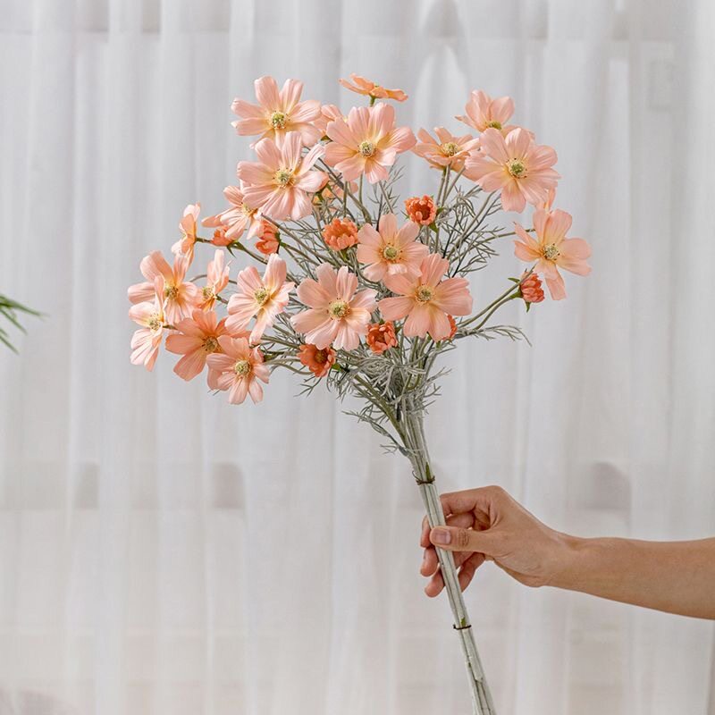 蓝色仿真花波斯菊假花格桑花小花束客厅家居装饰摆件花艺拍照道具