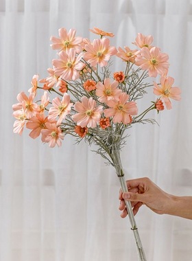 蓝色仿真花波斯菊假花格桑花小花束客厅家居装饰摆件花艺拍照道具