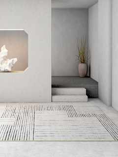 新日式客厅地毯卧室侘寂风现代简约轻奢北欧沙发毯抽象白色地垫定
