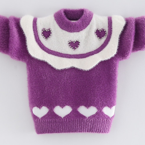 水貂绒毛衣女孩不起球洋气