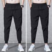 男春夏季 裤 韩版 直筒束脚裤 潮牌休闲裤 运动裤 潮流百搭修身 黑色男士