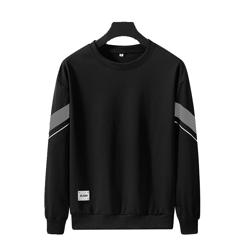 男士卫衣运动休闲男秋季新款圆领条纹套头印花春秋打底衫