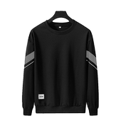 男士 圆领条纹套头印花春秋打底衫 卫衣运动休闲男秋季 新款