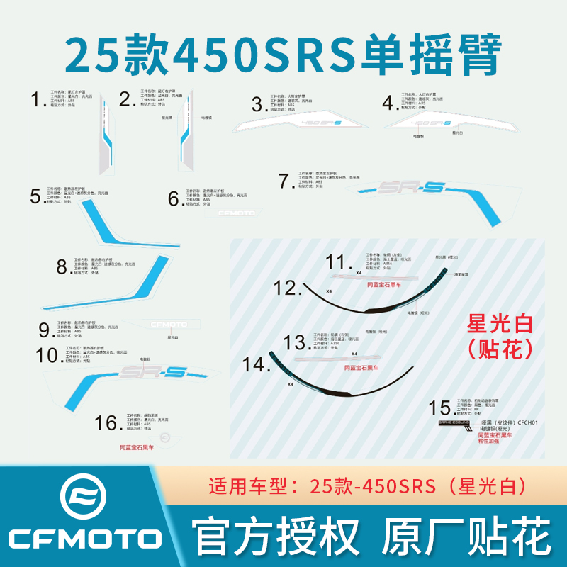 春风原厂25款450SRS白色车贴花