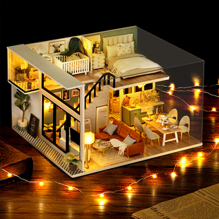 简约式 DIY小屋舒适生活木质手工拼装 建筑模型创意礼物 智趣屋新款