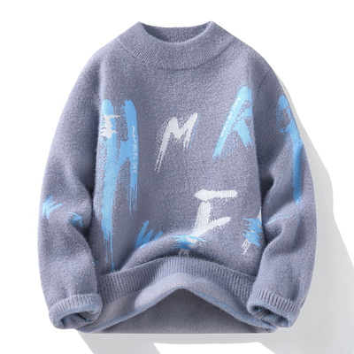 毛衣男加绒加厚青少年线衣2025新款冬季保暖高中学生针织打底衫潮