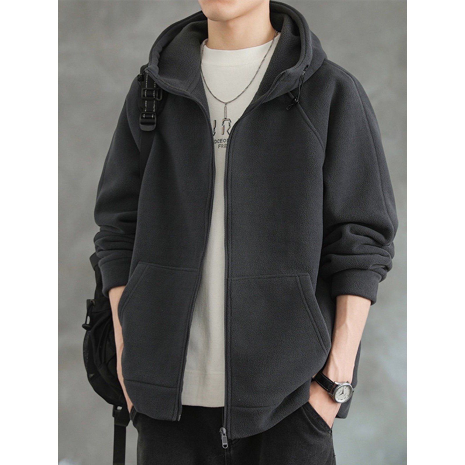 双面奥粒绒卫衣开衫男外套连帽痞帅加厚春秋季潮流休闲2025夹克男,运动服/休闲服装,跑步套装,淘宝优惠券,粉丝福利购,淘宝优惠卷