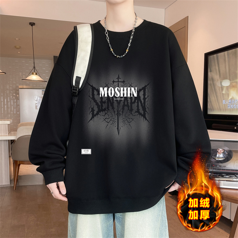 2025秋冬季新款加绒加厚卫衣男学生休闲打底衫青少年大童百搭上衣