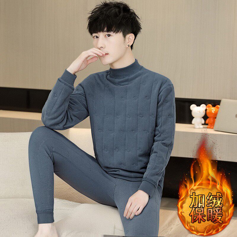加绒加厚棉衣内胆保暖衣套装男青少年棉裤初高中学生防寒校服神器