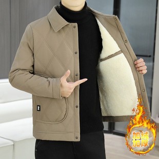 秋冬季棉衣男潮流帅气翻领加绒加厚保暖棉服冬装潮牌休闲棉袄外套