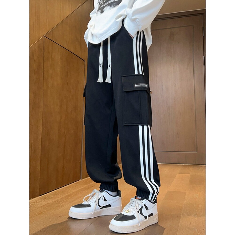 春季青少年男裤子工装潮流痞帅高中初中学生款束脚潮牌百搭运动裤