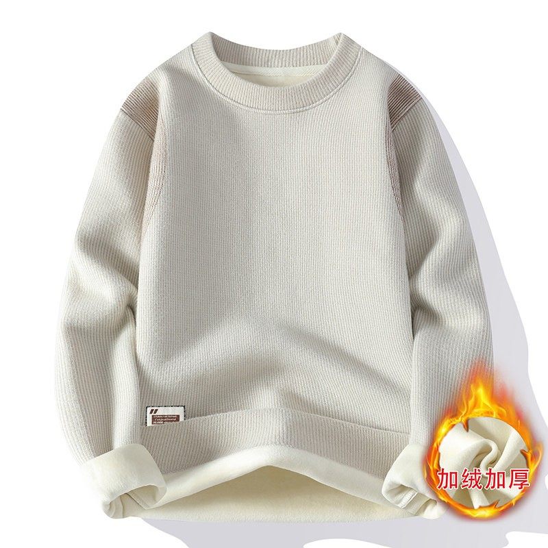 圆领加绒加厚毛衣男秋冬款内搭针织打底衫冬季潮流男装保暖上衣服,运动服/休闲服装,跑步套装,淘宝优惠券,粉丝福利购,淘宝优惠卷
