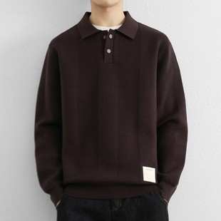 重磅polo领毛衣男翻领暗扣秋冬季2025针织衫内搭加厚老钱风上衣服