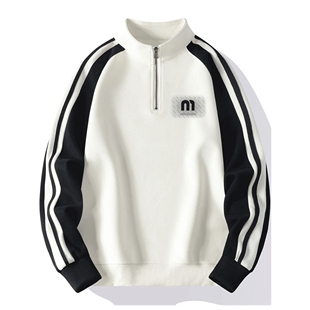 立领卫衣男套装2025秋季新款条纹外套青少年初高中学生运动两件套