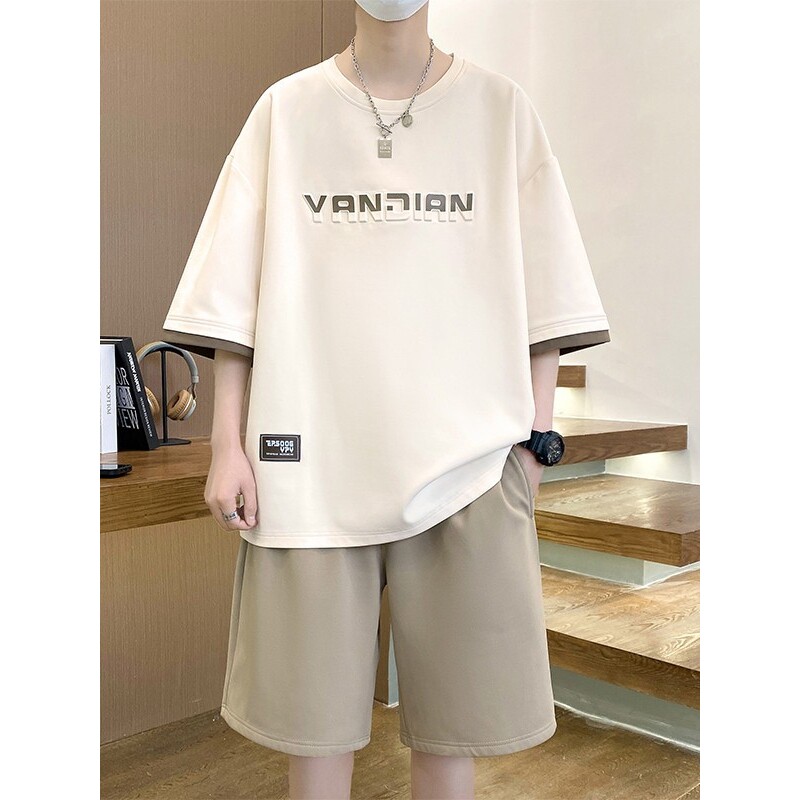 男款睡衣套装夏季冰丝薄款短袖短裤青少年初高中生大码宽松家居服