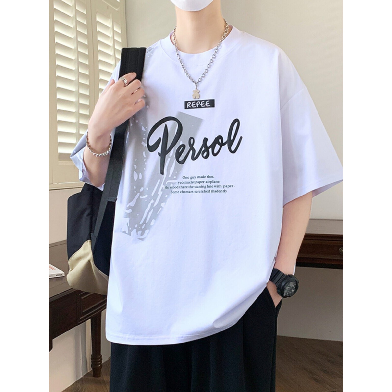 青少年夏季新款短袖t恤男孩学生宽松帅气冰丝半袖上衣服大童男装